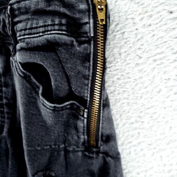 CELEBRITY PINK Boyfriend Destructed Denim Overalls Women 7/28 Racer Back Fade - Picture 14 of 16